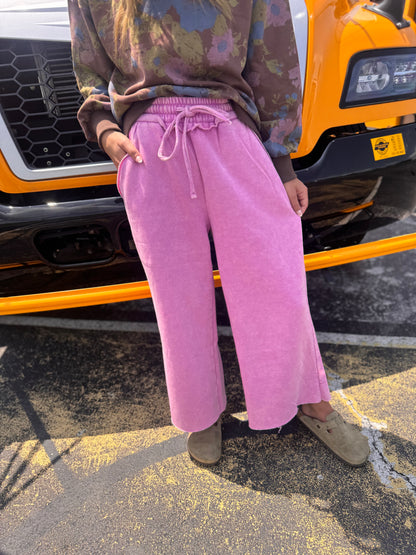 DOORBUSTER Acid Wash Flare Pants - Mauve