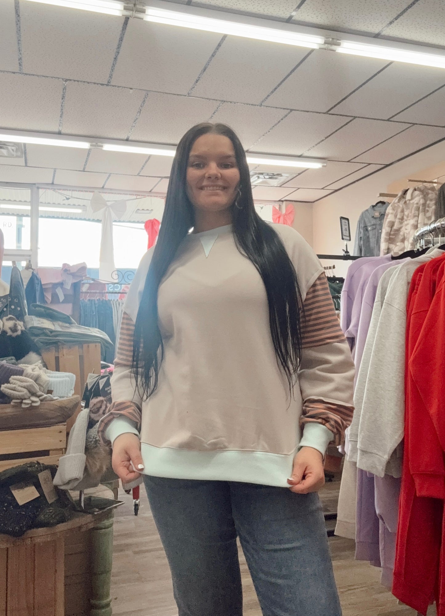 Secrets Safe Colorblock Long Sleeve Top