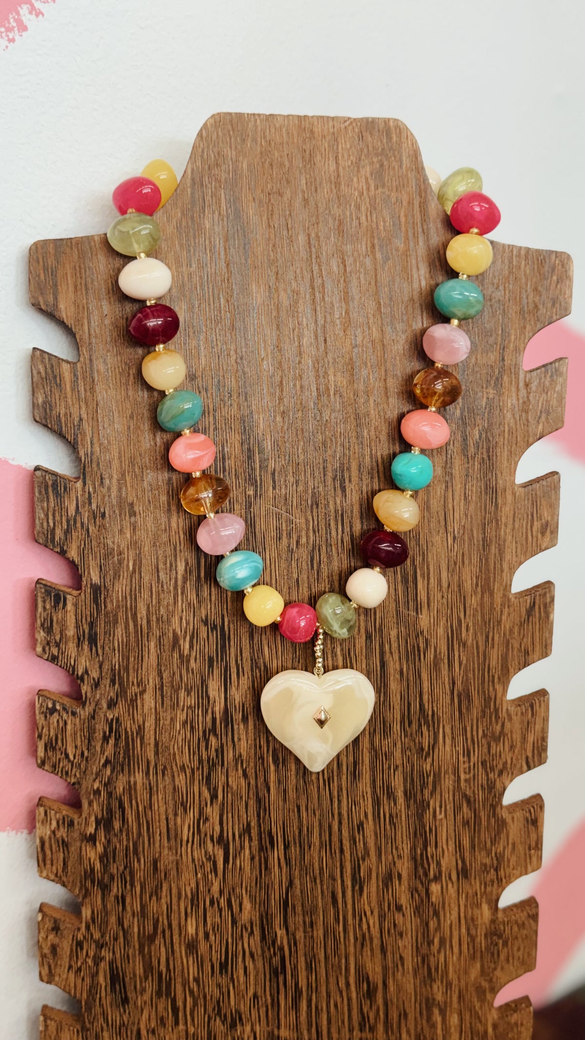 Mosaic Heart Beaded Necklace