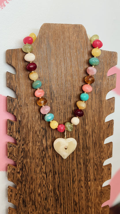 Mosaic Heart Beaded Necklace