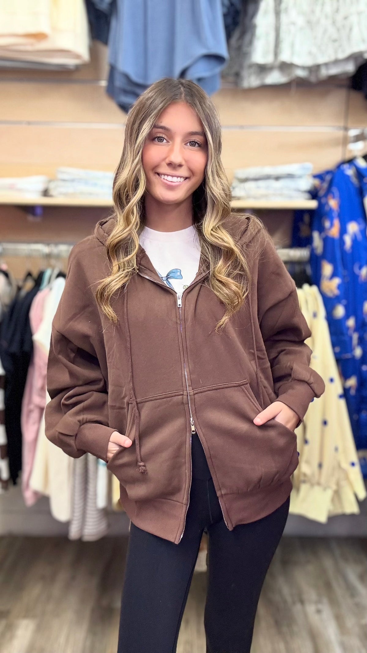 Happy & Cozy Zip Up Jacket - Brown