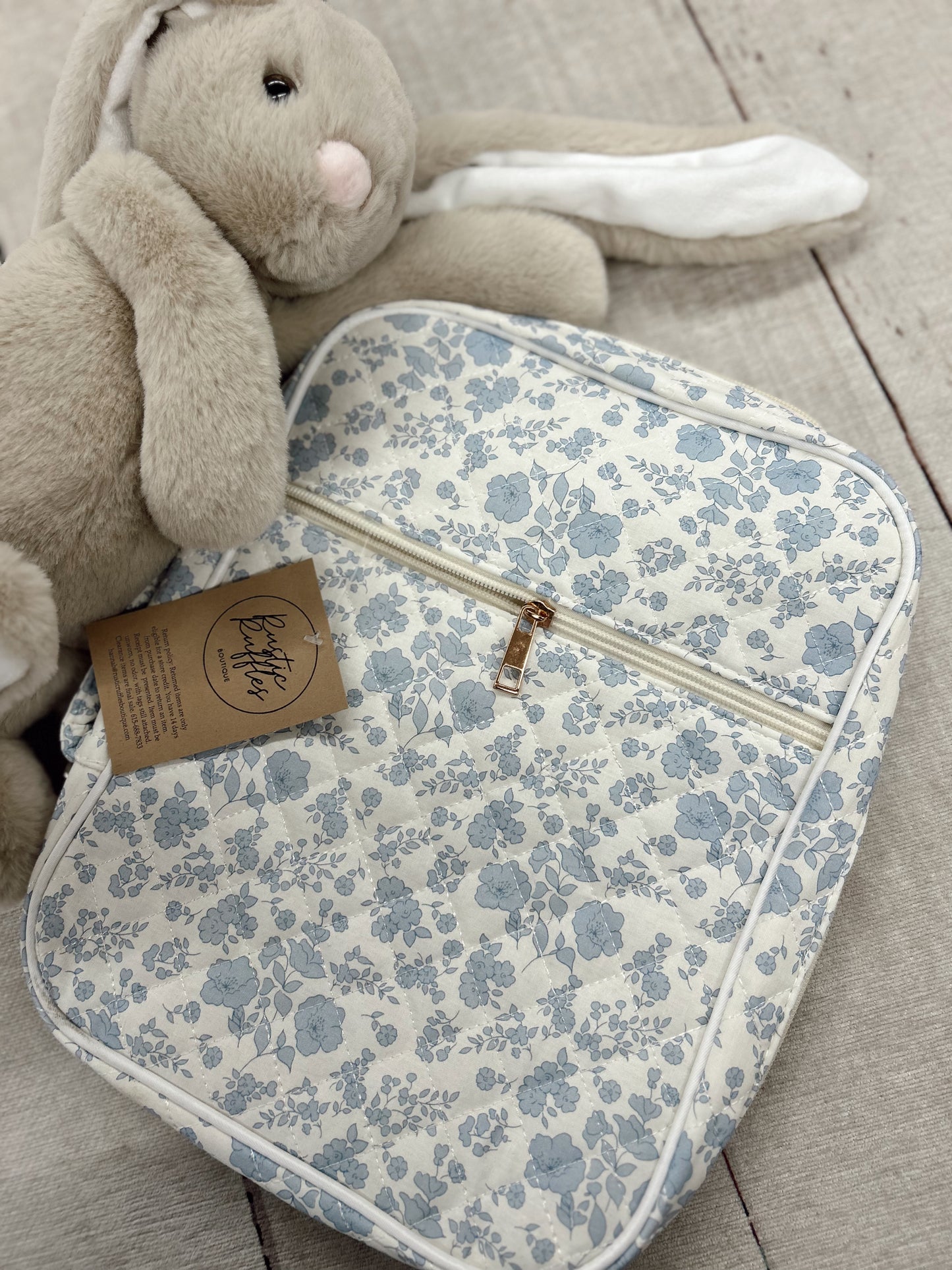 Bible Cover Case - White Blue Floral
