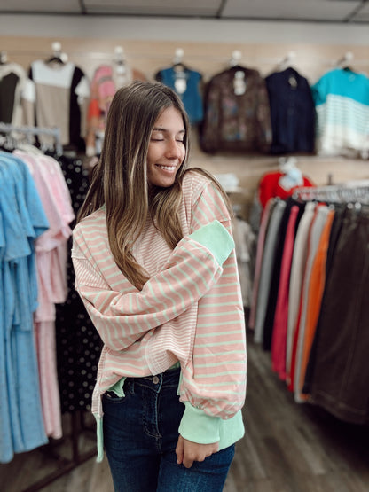 Pink Skies Stripped Sweatshirt