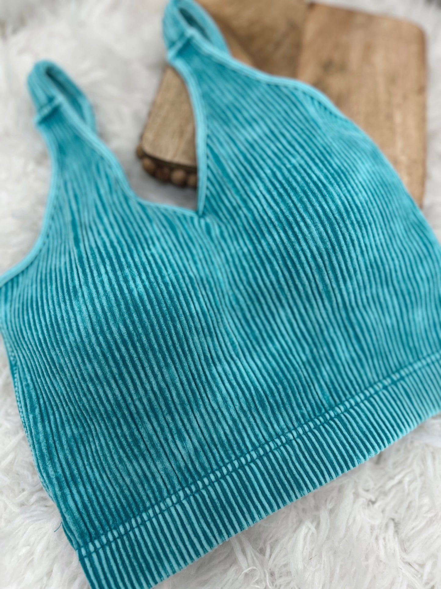 DOORBUSTER Ribbed Bralette - Lt Teal