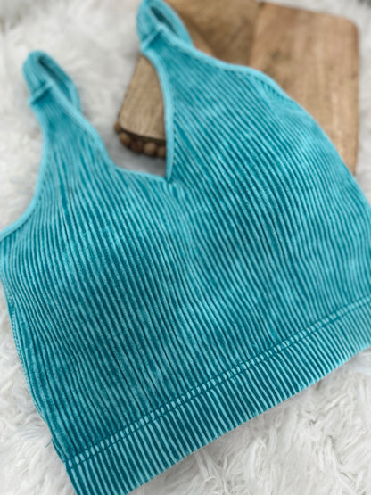 DOORBUSTER Ribbed Bralette - Lt Teal