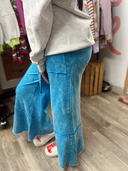 Talk Sweet To Me Flare Pants - Deep Sky