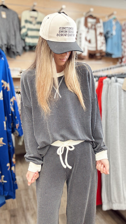 Match Made Ribbed 2 Piece Set - Charcoal