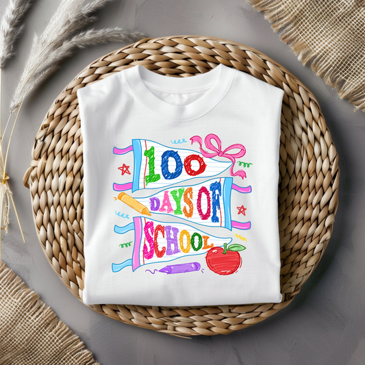 100 Days Of School Pendant Flags Graphic Tee