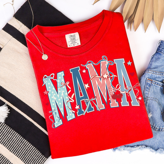 Mama Patriotic Bows Graphic Tee