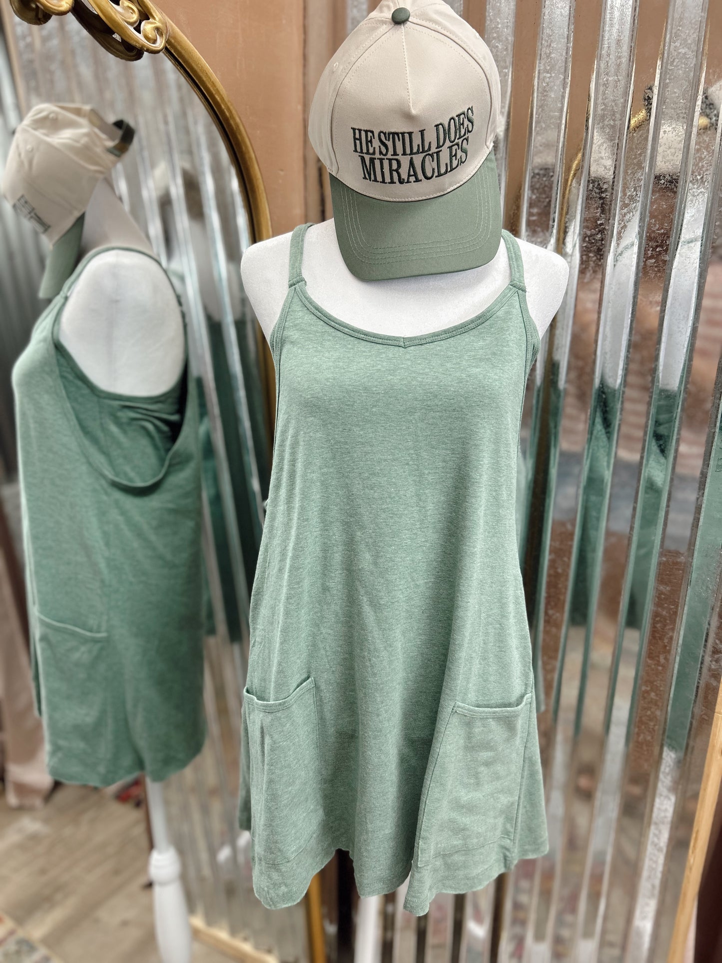 DOORBUSTER Mini Dress Romper - H DK Green