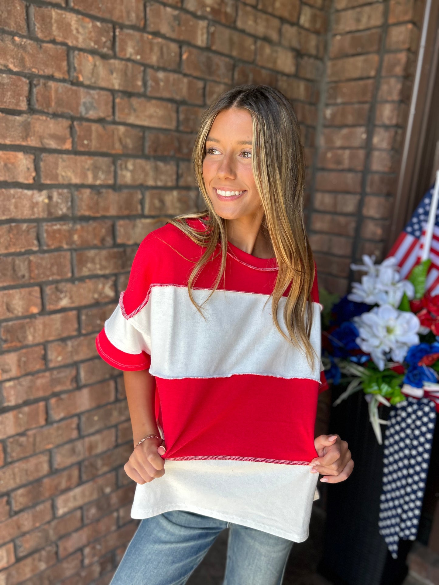 Not Today Striped Top - Red