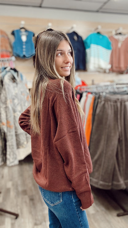The Real Deal Pullover - Red Wood