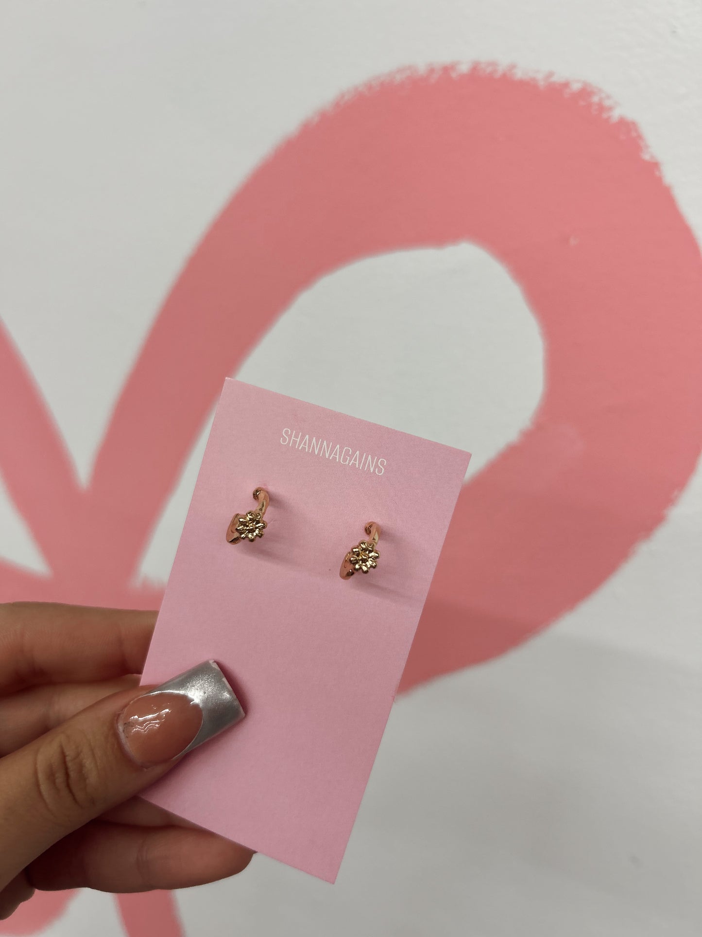 Flower Ring Gold Stud Earrings (24)