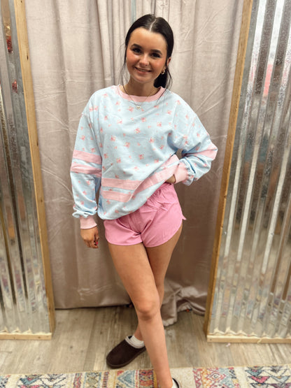 Danity Darling Floral Sweatshirt - Lt Blue