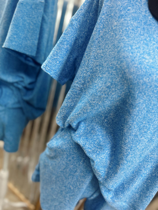 DOORBUSTER Melange Short Sleeve Set - Ocean Blue