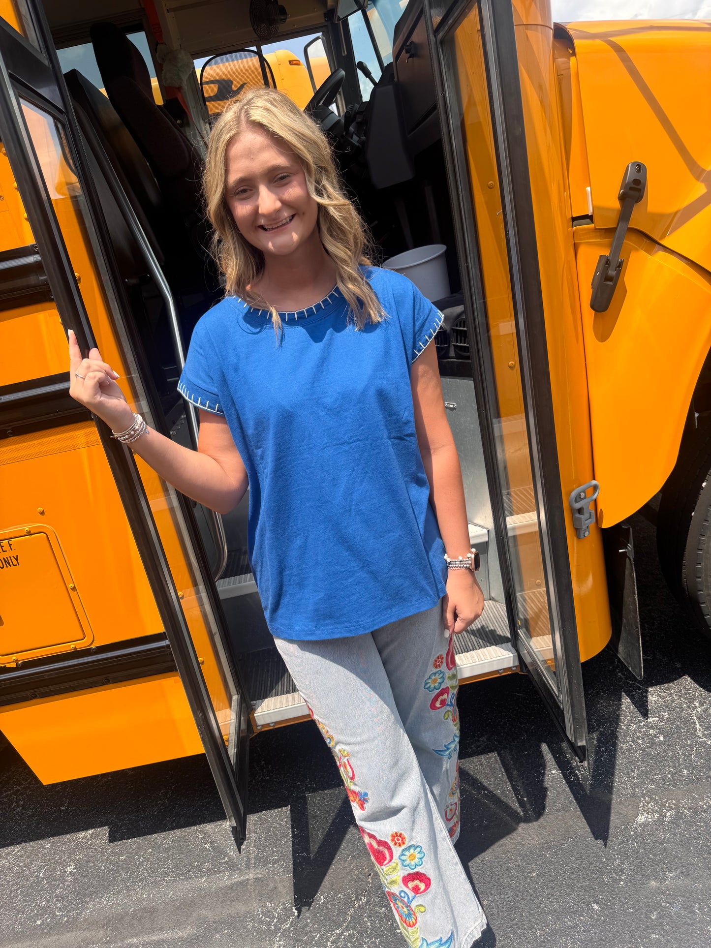 Teachers Pet Top - Classic Blue