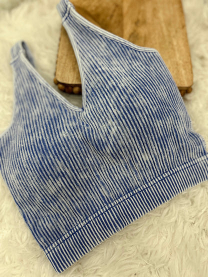 DOORBUSTER Ribbed Bralette - Lt. Indigo