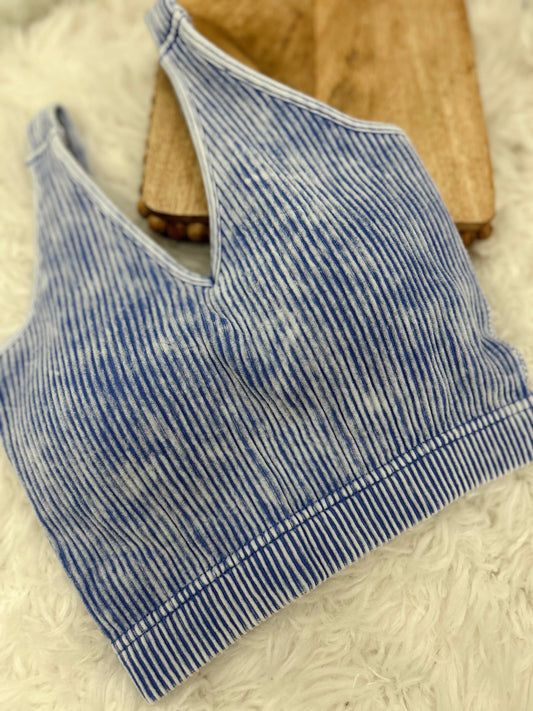 DOORBUSTER Ribbed Bralette - Lt. Indigo