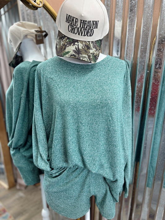 DOORBUSTER Melange Long Sleeve Set - Hunter Green