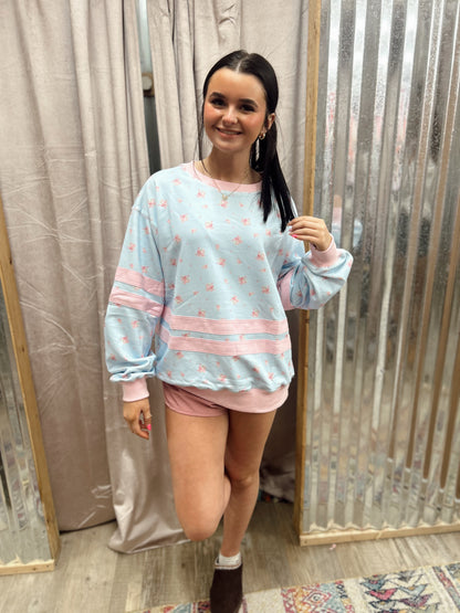 Danity Darling Floral Sweatshirt - Lt Blue