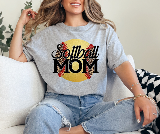 Softball Mama Cheetah Print Ball Graphic Tee - Adult