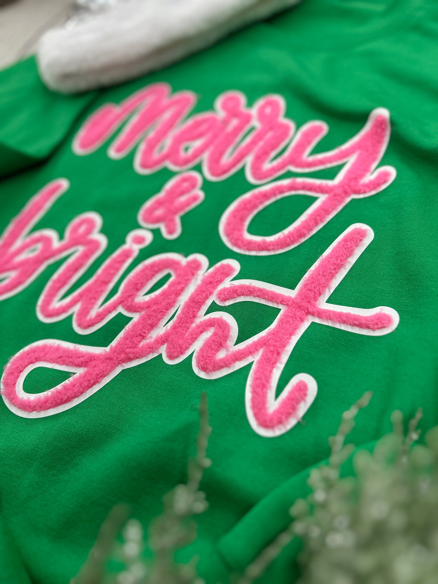 Merry & Bright Green Chenille Sweatshirt