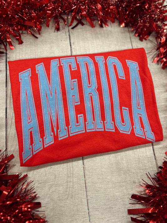 America Blue Ink Graphic Tee
