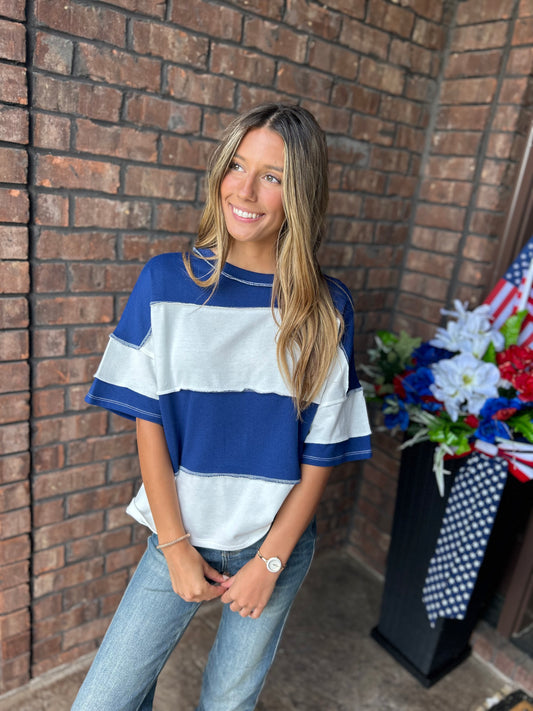 Not Today Striped Top - Blue