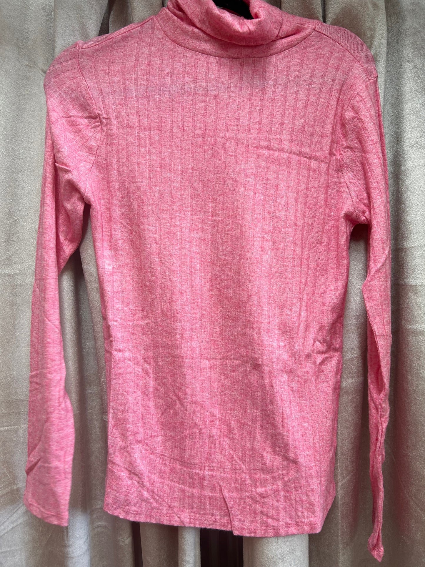 Ribbed Turtle Neck Top - Fuchsia
