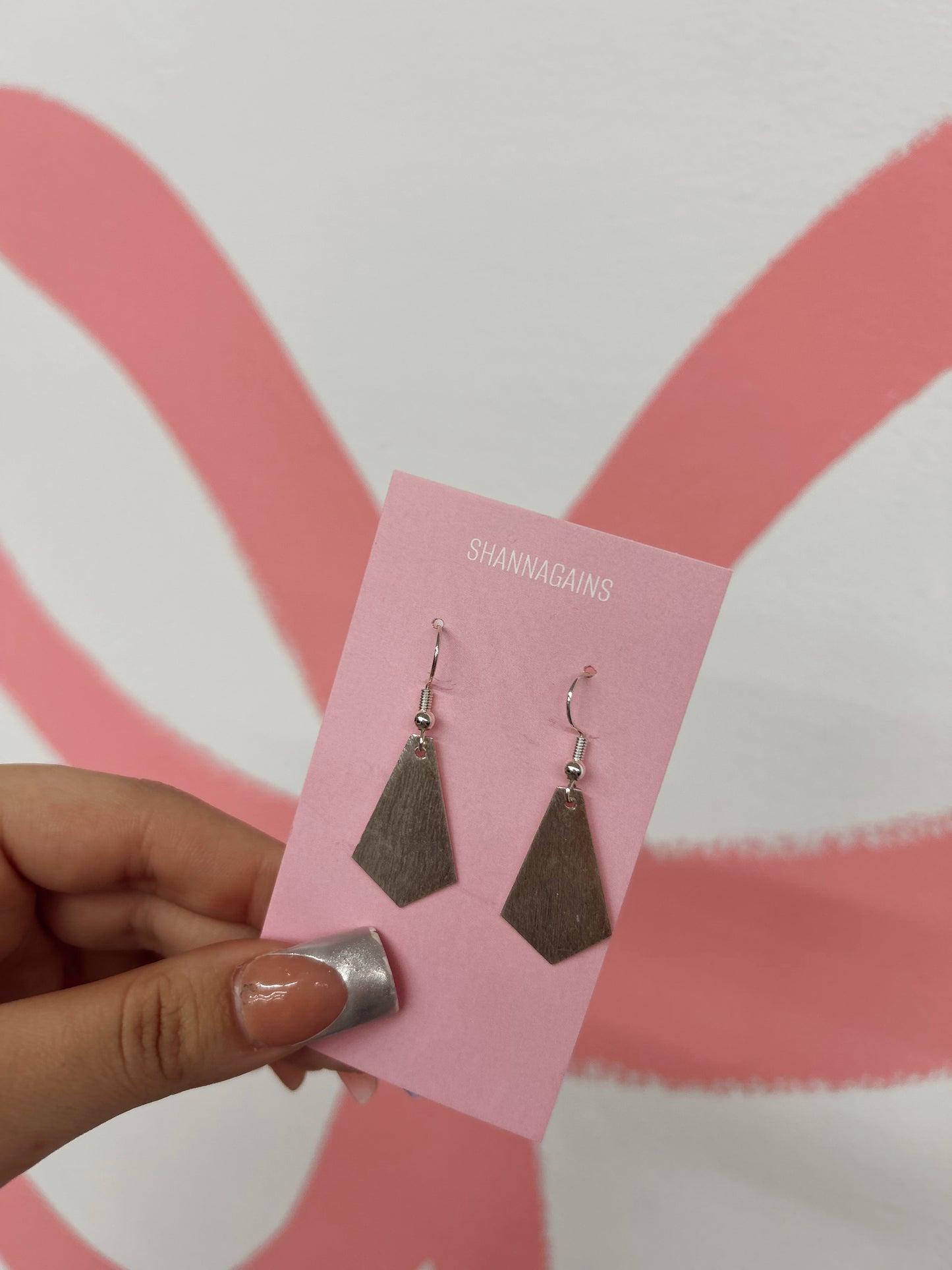 Pentagon Dangle Silver Earrings (17)