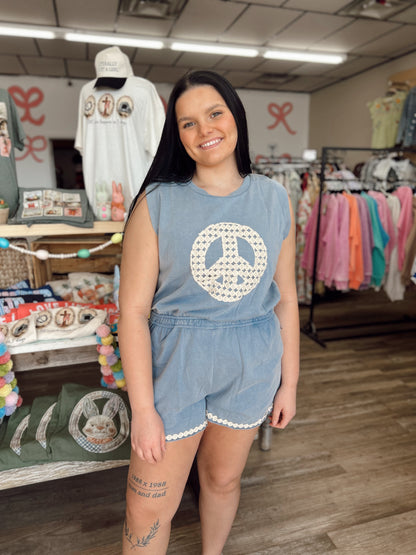 Go With It Peace Romper