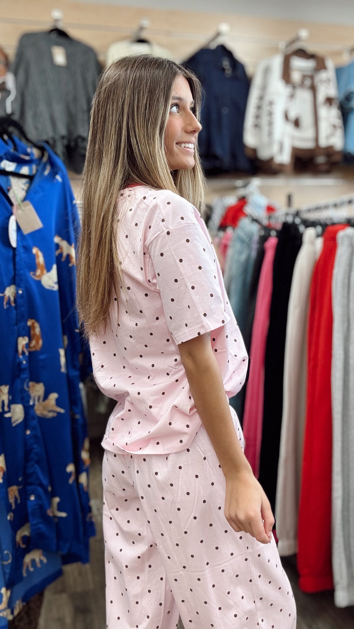 Precious Girl Polka Dot 2 Piece Set - Pink/Brown