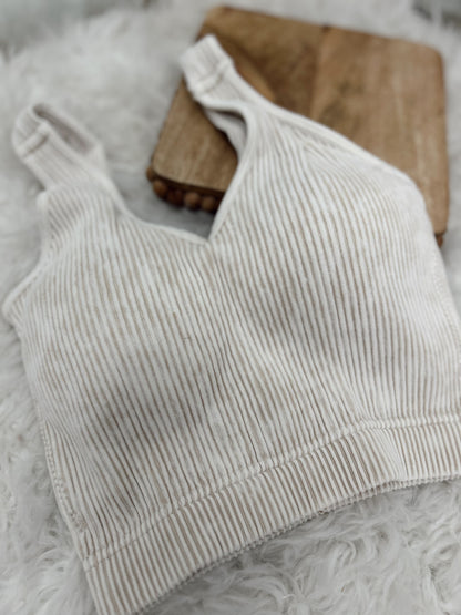 DOORBUSTER Ribbed Bralette - Sand Beige