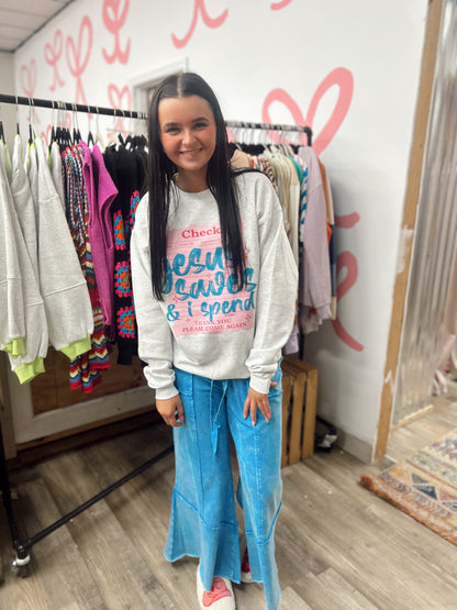 Talk Sweet To Me Flare Pants - Deep Sky