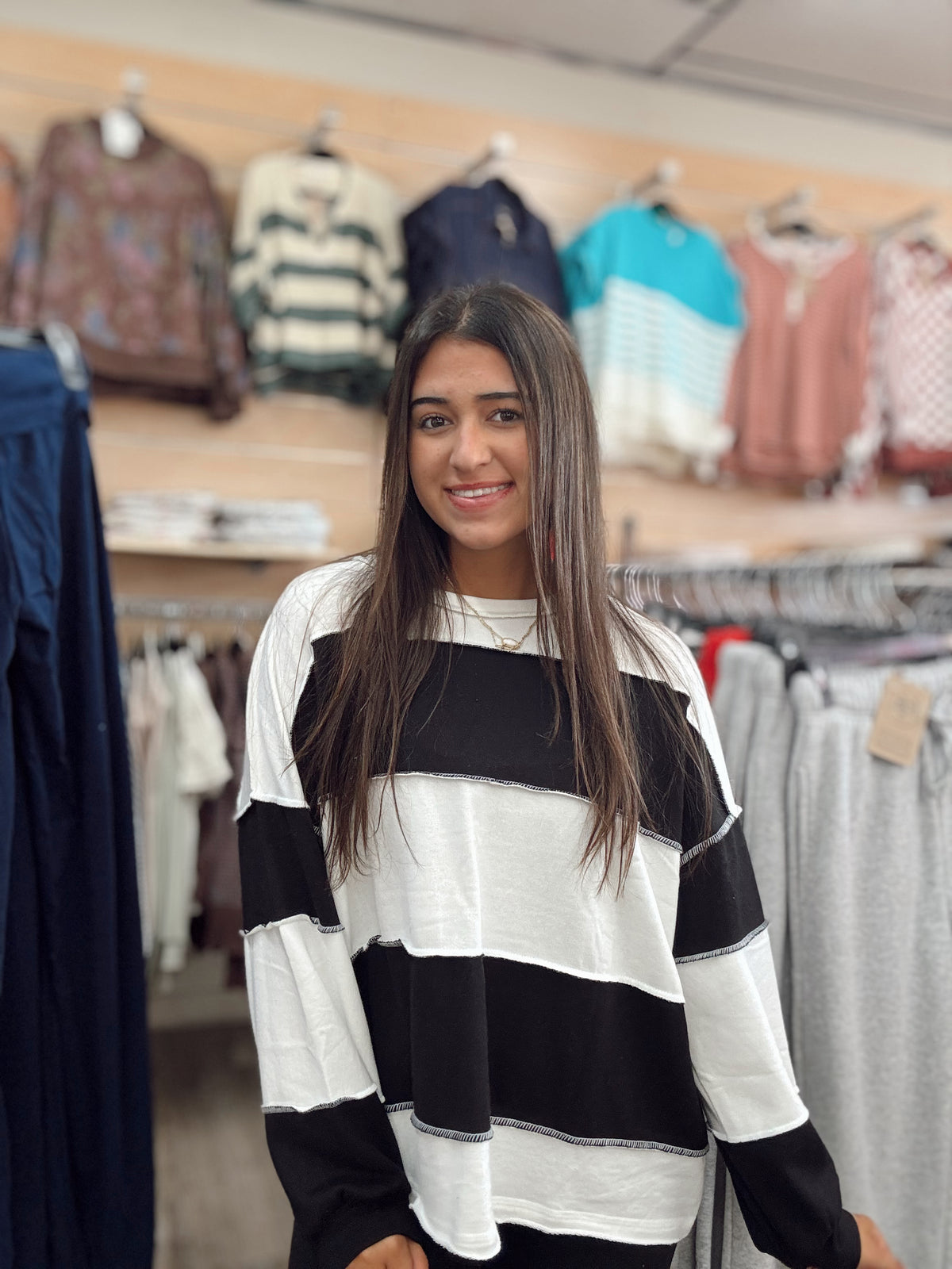 All The Time Striped Top - Black