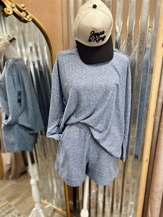 DOORBUSTER Melange Long Sleeve Set - Lt Navy
