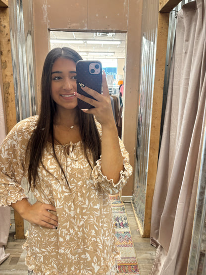 DB - Taupe Floral Midi Dress