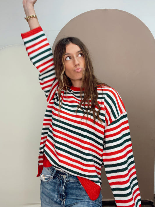 Feeling Festive Striped Sweater