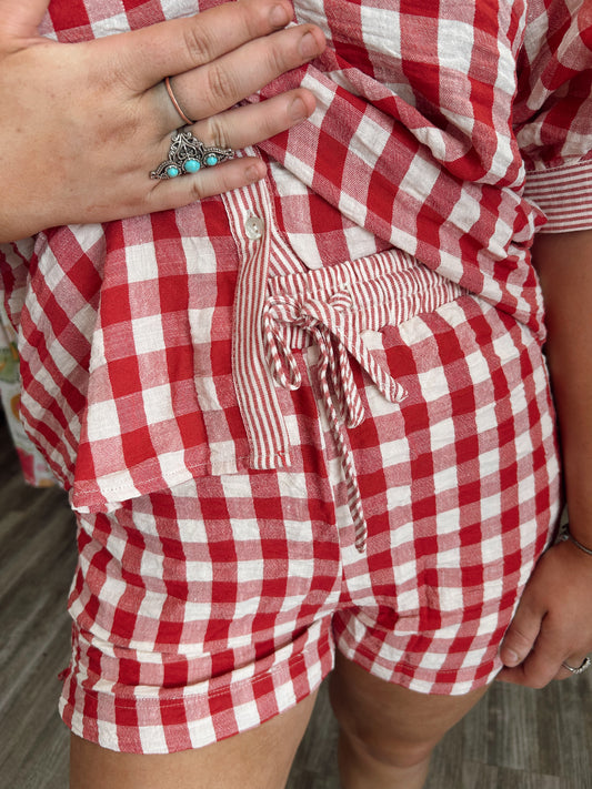 Safe & Sound Gingham 2 Piece Set - Red
