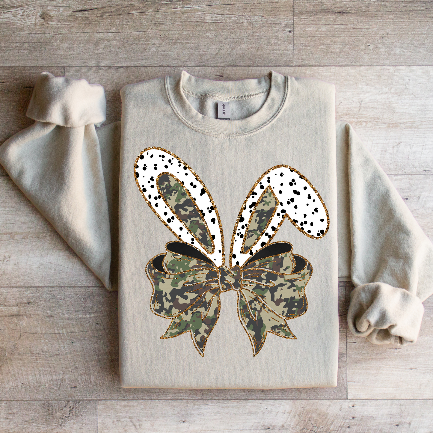 Camo + Polka Dot Bunny Ears Graphic Tee