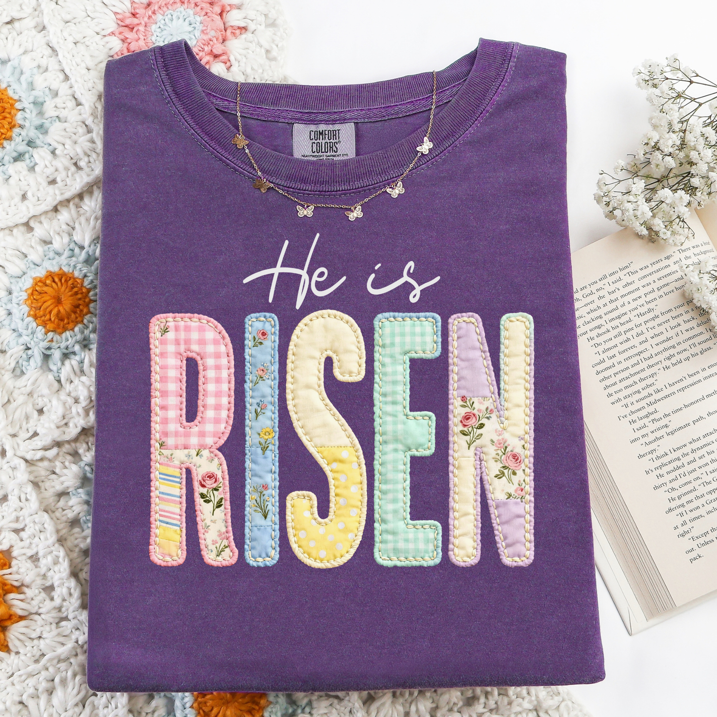 He is Risen Quilted Look Graphic Tee