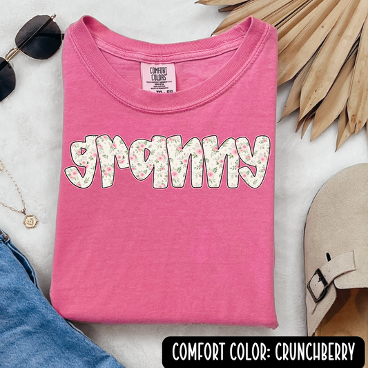 Pink Vintage Floral Custom Name Graphic Tee