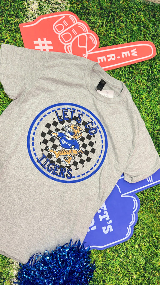 Let's Go Tigers Checkered Circle Graphic Tee