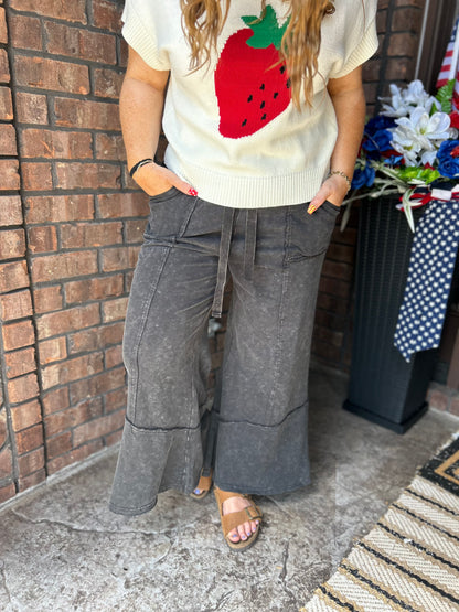Talk Sweet To Me Flare Pants - Ash Black