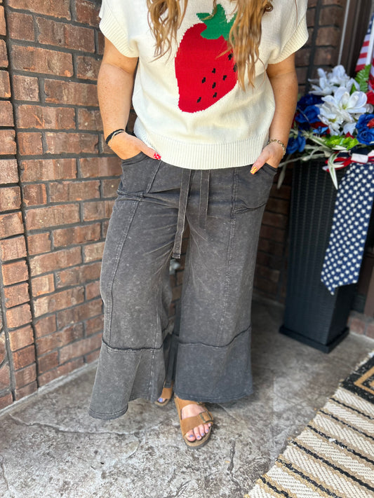 Talk Sweet To Me Flare Pants - Ash Black