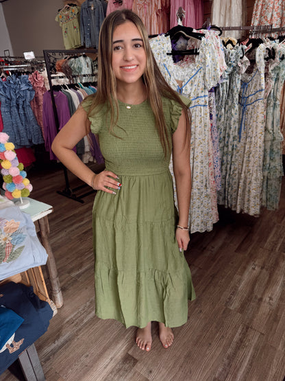 Hey Sugar Midi Dress - Olive Green