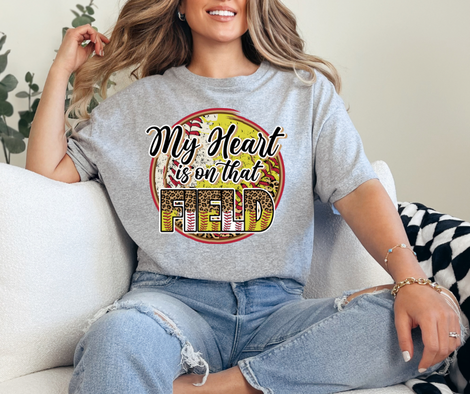 My Heart Is On That Field Baseball/Softball Graphic Tee - Adult