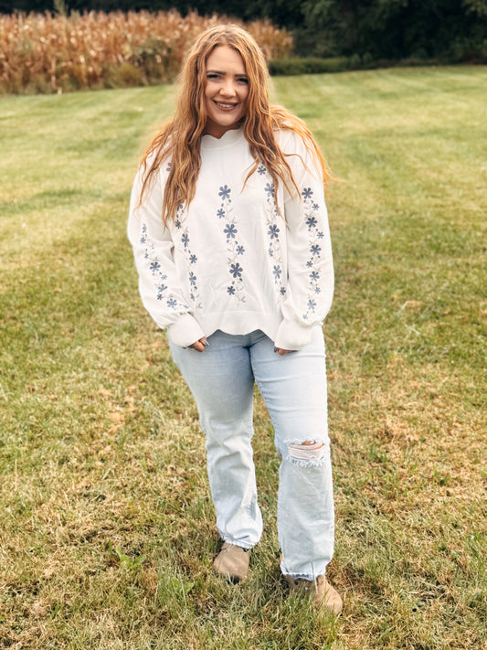 Danity Girl Embroidered Sweater