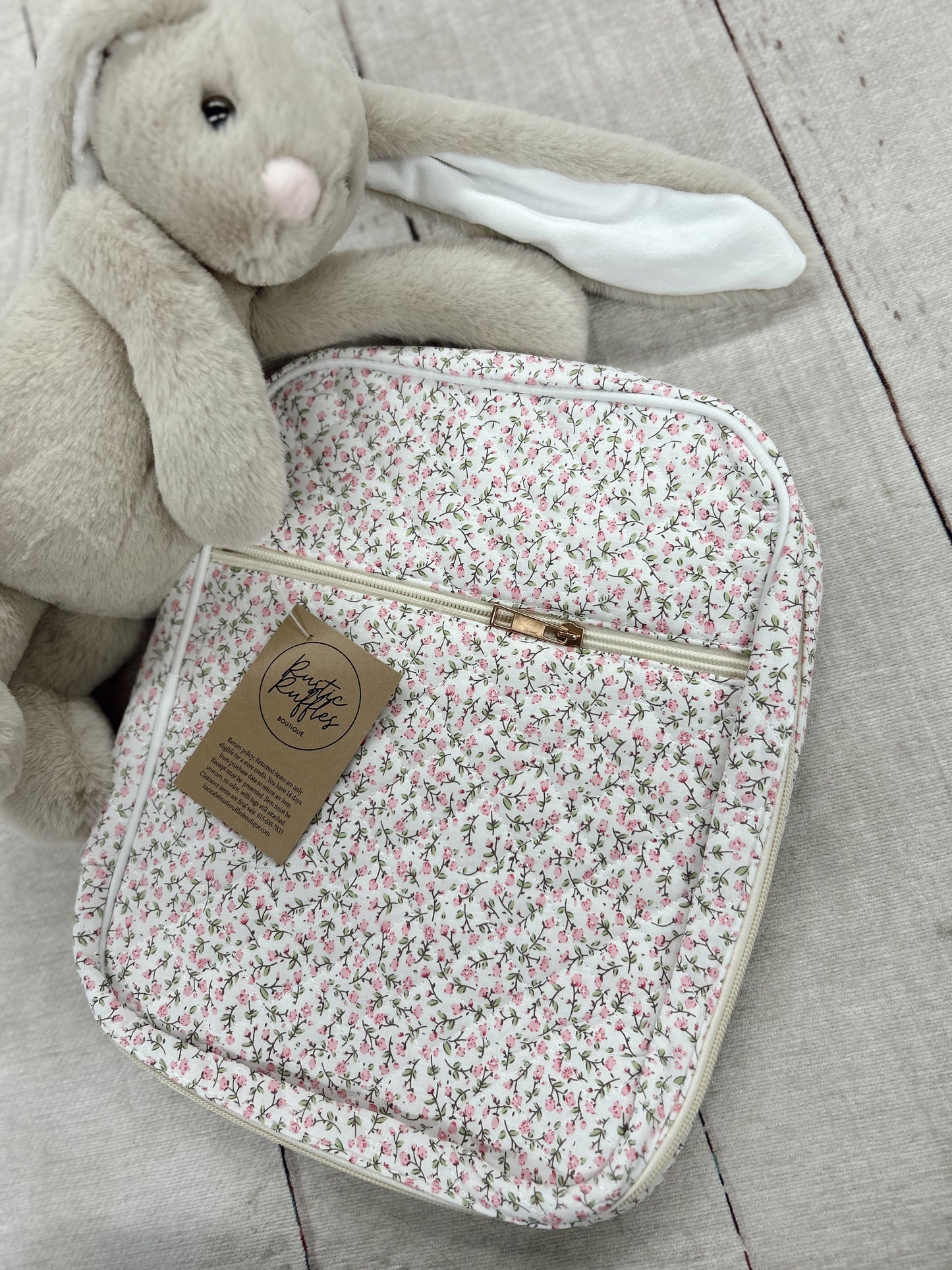 Bible Cover Case - White Tiny Pink Floral