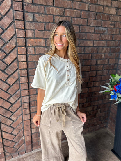 Just Be You Mineral Wash Top - Ivory